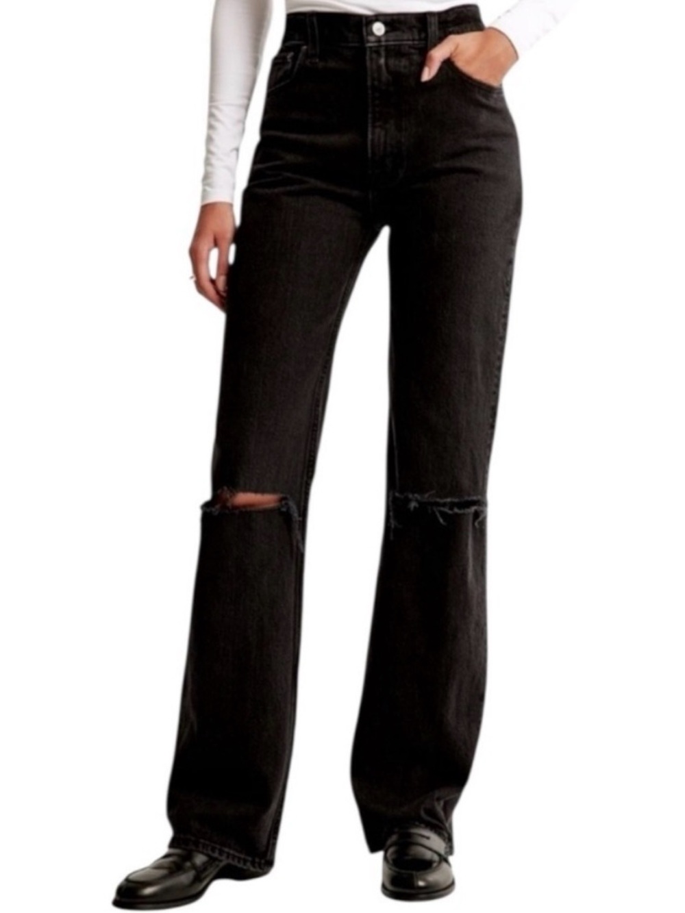 Abercrombie & Fitch The 90s Relaxed Jean High Rise Black Curve Love Size 28